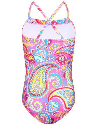 Image of TENVDA Girls Swimsuit Summer Beach Sport Halter Bathing Suits One Piece Swimwear for 2-12 Years Old Kids