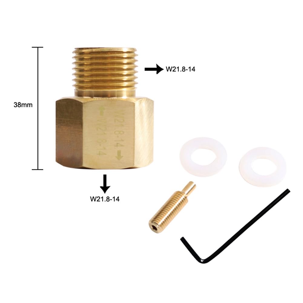 Réservoir de Cylindre de CO2 W21.8-14 à W21.8-14 Adaptateur Convertisseur Laiton Couleur Cuivre Adaptateur Convertisseur avec Valve RPV pour Aquarium Fish Tank