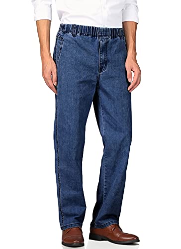Soojun Mens Casual Loose Fit Elastic Waist Jeans Denim Pants2