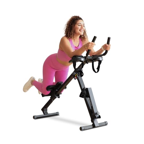 TOUSAINS 3 in 1 Adjustable AB Machine for Stomach Workout with 3 Heights, Foldable Rowing Machine for Home Gym with Comfortable seat & LCD Display Monitor, 330lbs Weight Capacity