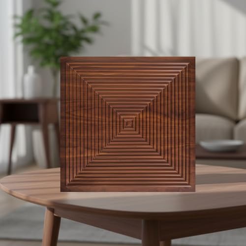 Image of Kayra Decor 3D PVC Wall Panels for Bedroom & Living Room | Line Design | Blackwood Color | 19.7 x 19.7 Inch | Pack of 40 | 107.60 Sq Ft