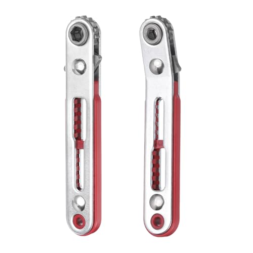 sourcing map 2pcs Mini Ratchet Screwdriver 1/4 Hex 90 Degree Right Angle Ratcheting Offset Screw Driver Wrench Set, Elbow Head and Flat Head