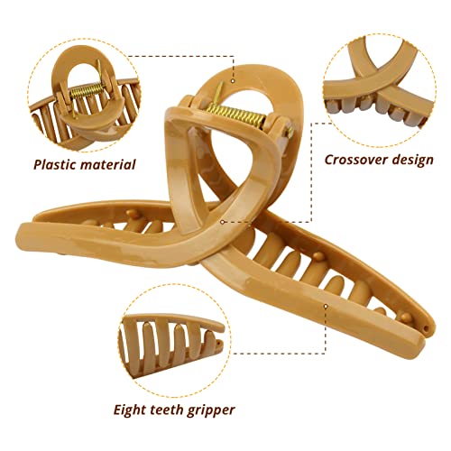 Yeepsys Large Hair Claw Clip 6 Color Hair Jaw Clamp Clips 4.3 Inch Nonslip Hair Claw Strong Hold Matte Butterfly Banana Barrette Hair Styling Accessories For Women Girls Thin Thick Fine Hair #TOP2