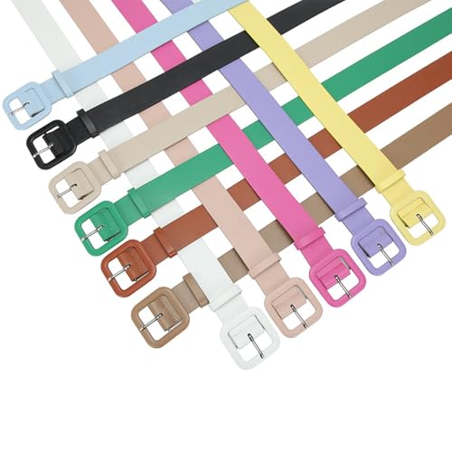 Women's Belt with Square Buckle in Candy Color, Simple and Versatile Belt for Jeans and Dresses2