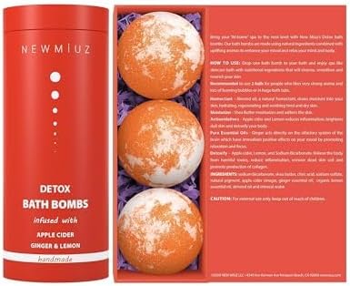 Natural Detox Bubble Bath Bombs Apple Cider Ginger Lemon Essential Oils Cleanse Hydrate Skin Extra Large Handmade Relaxing Spa Gift for Women Men - Image 8