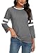 Womens 3/4 Sleeve Fashion Crewneck Tops Color Block Blouse Casual Loose Comfy Shirt