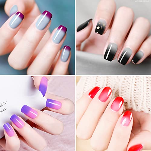 Croitout Gel Nagellack Set, UV Farbwechsel Gel Nagellack Set, Thermo Shellac Gellack Kit, Mehrfarbig Ablösbarer Nagelgel… – Bild 3