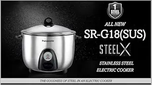 Panasonic SR-G18 (SUS) Stainless Steel Automatic Electric Rice Cooker (1.8 L, Silver)