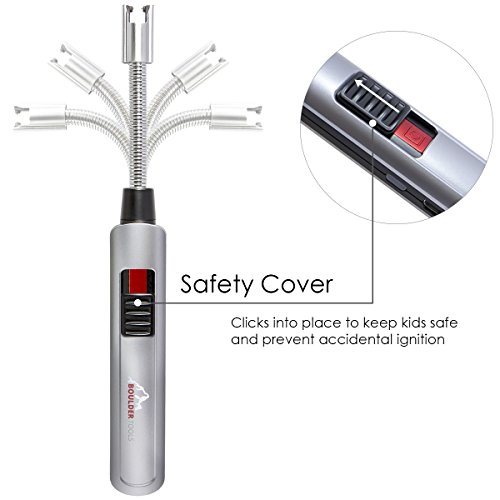 Boulder Tools Rechargeable Arc Lighter - Flameless Lighter - USB Plasma Lighter - Adjustable Extra Long Lighter for Hard to Reach Candles, BBQ Grills, Stoves, Fireplace, Campfires