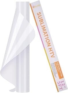 Sublimation HTV 12" X 5FT - Sublimation Vinyl for Light Color Cotton, Matte Finish Clear HTV Vinyl for Sublimation, Vivid Color & Durable