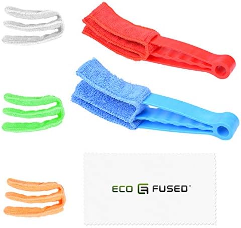 ECO-FUSED Window Blind Cleaners - Includes 2 Clamps and 5 Removable Sleeves - Great Tool for Blinds, Shutters, Shades, Air Conditioner Vent Covers, etc. - Washable + Reusable