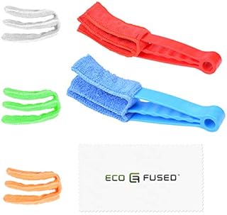 ECO-FUSED Window Blind Cleaners - Includes 2 Clamps and 5 Removable Sleeves - Great Tool for Blinds, Shutters, Shades, Air Conditioner Vent Covers, etc. - Washable + Reusable