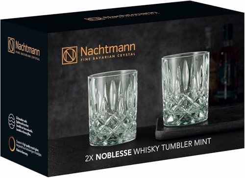 Image of Nachtmann Noblesse Collection 4 inch Whiskey Tumbler, Made of Fine Crystal Glass, Glass for Bourbon, Whiskey, & Other Beverages, 10.4-Ounces, Dishwasher Safe, Set of 2 (Mint)