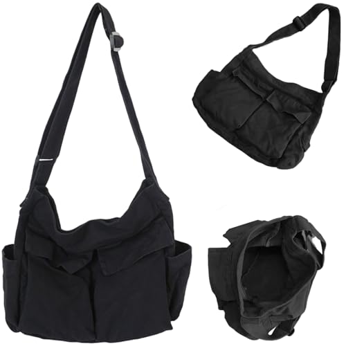 Sac à bandoulière en toile multi-poche pour étudiante organisée
