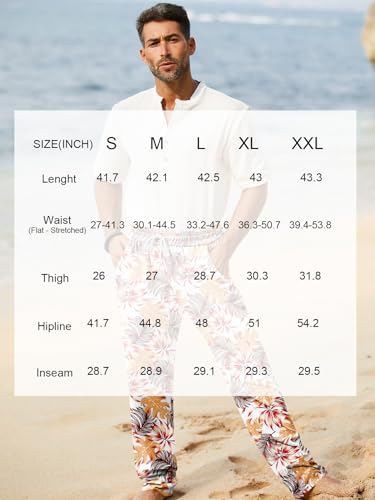 Image of iWoo Linen Pants Men Casual 2025 Summer Beach Elastic Drawstring Waist Yoga Pants Travel Baggy Work Pant Pajama