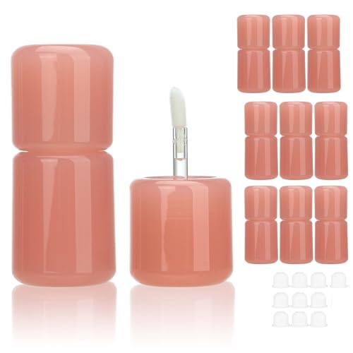COSIDEA 10pcs 3.5ml 0.12oz Empty Pink Chunky lip gloss tubes with clear wand Cute lipgloss containers for DIY