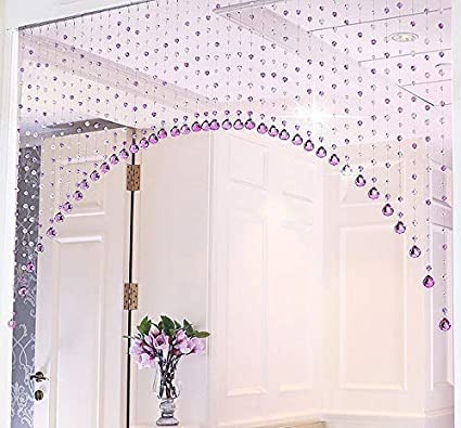 Image of K9L 10 String, Acrylic Bead and Drops, String Hanging Crystal Curtain (10 String Suitable to 2.5 to 3 Feet Width) (Purple)