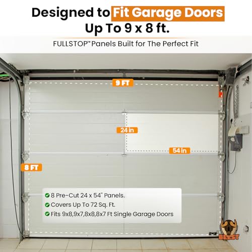 BEEST FULLSTOP Garage Door Insulation Kit w/ Seals & Window Films - 9x8 & 8x8 ft Single Garage Door Insulation Panels - Easy-to-Install 8 Pre-Cut 24x54 Foam-Core Panels w/ Tape, Cutter & Squeegee by BEEST - Image 6