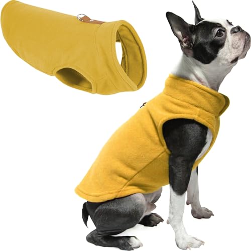 Image of Gooby Fleece Vest Dog Sweater, Honey Mustard, Medium