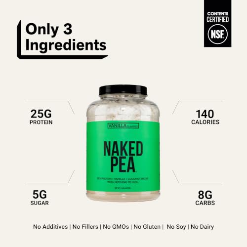 Image of Naked Pea - Vanilla Pea Protein Isolate from North American Farms - 5lb Bulk, NSF Certified, Plant Based, Vegetarian & Vegan Protein Power, Easy to Digest, Non-GMO, Gluten Free, Lactose Free, Soy Free