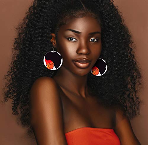 20 Pairs African Earrings For Women Wooden Black Lives Matter Earrings African Map Round Painted Wooden Earrings Statement Ethnic Dangle Earring #TOP1
