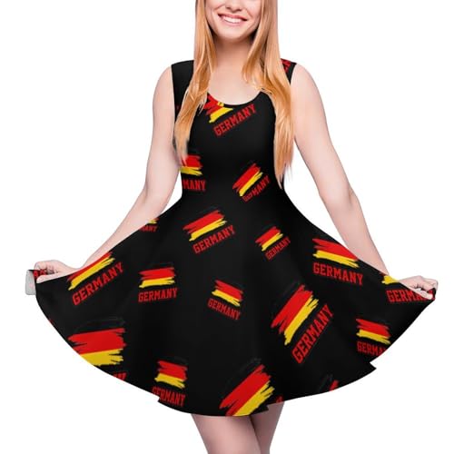 Germany German Flag Novelty Women's Beach Dress Crew Neck A Line Sleeveless Swing Dresses Tank XS