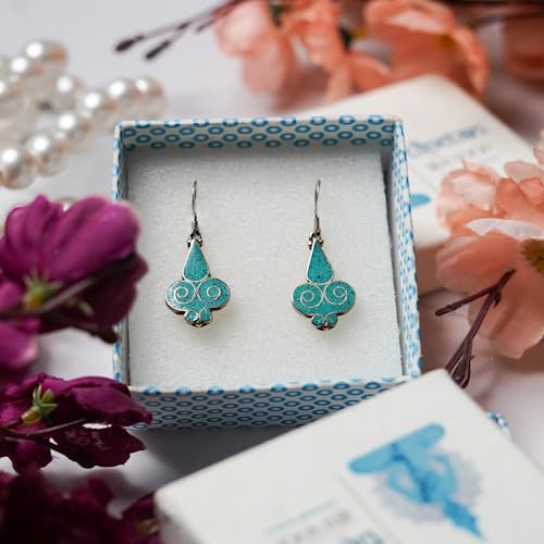 Boucles d'oreilles turquoise en argent 925 fait main pour femme