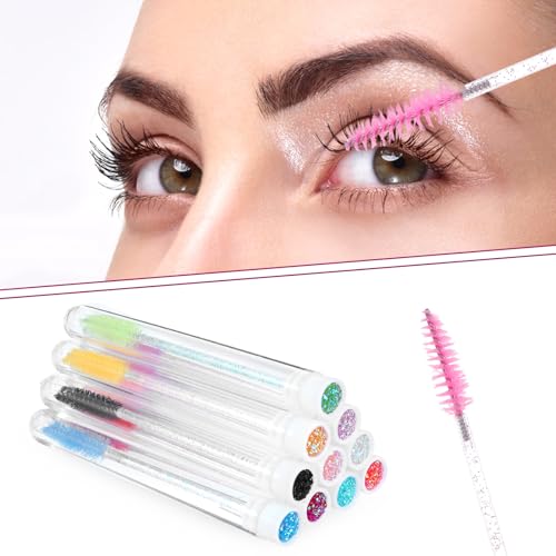 30 Stück Wimpernbürste mit Behälter, Wimpern Bürste, Diamant-Wimpernbürsten, Wimpernkamm Spoolies mit Leerer Tube, Lash Extension Applikator, Make-Up-Werkzeug, Zubehör (Farbmix)
