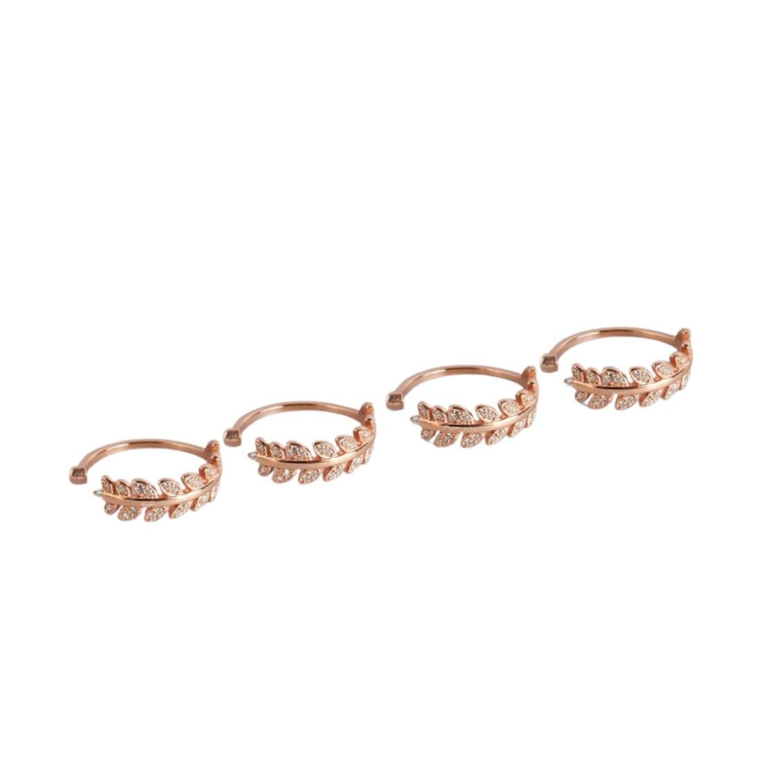 zavya 925 Sterling Silver Set of 2 Leaves Cubic Zirconia CZ Rose Gold Plated Toe Rings (Pair) | Gift for Women and Girls | With Certificate of Authenticity and 925 Hallmark-picture-16