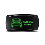 CH4x4 Rocker Switch Jeep Wrangler JK Windshield Lights Symbol - Horizontal - Green LED