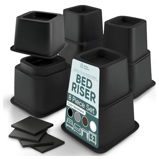 Home Intuition Heavy Duty Adjustable Bed Risers Furniture Riser 3, 5 or 8-Inch, 4 Pack (Black)