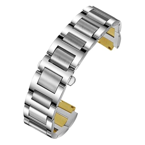 INSTR Stainless Steel Lug End Strap For Cartier W6920046 Ballon Bleu Series Watchband Women Men Bracelet(Silver gold,22-14mm)