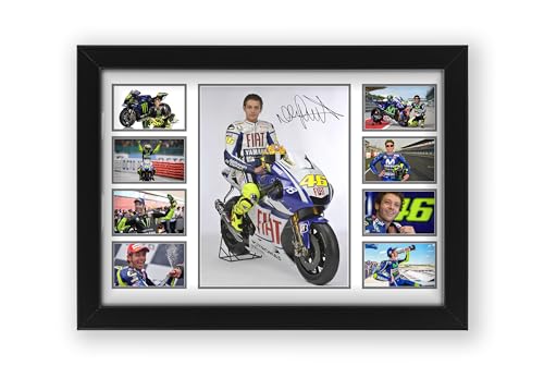 Valentino Rossi Poster imprimé avec autographe - Édition limitée - Cadeau pour les fans - Marchandise souvenir de collection (sans cadre, A4 (30 x 21 cm)