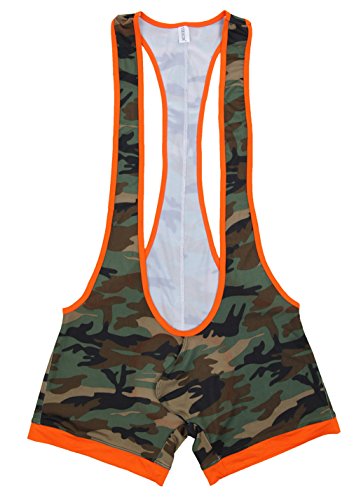 Jaxu Men's Camouflage Vest Back Open Wrestling Singlet L