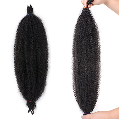 Leeven 30 Inch Springy Afro Twist Hair for Marley Locs 8 Packs Pre-Fluffed Popping Springy Twist Crochet Hair for Distressed Locs Pre-Separate Afro Kinky Curly Marley Braiding Hair Extensions /1B# - Image 3