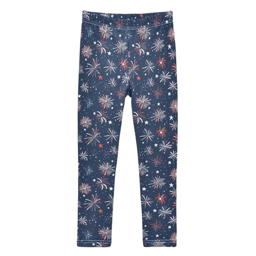 Girls Leggings Soft Toddler Ankle Length Bottoms Fireworks Kids Dance Yoga Pants 4-10 Years