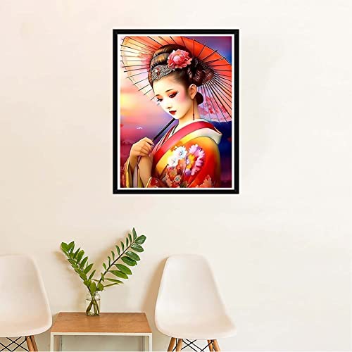 Skryuie Diy 5D Diamond Painting By Numbers Kits Japanese Woman, Diamond Art Geisha Crystal Embroidery Cross Stitch Art Craft Wall Sticker Decoration Wall Decoration 12X16Inch #TOP3