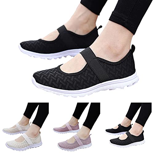 Zapatillas negras para caminar de mujer con malla de verano transpirable 2