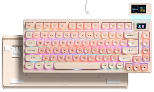 Womier SK80 75�����J�j�J���Q�[�~���O�L�[�{�[�h�A�J���[�}���`���f�B�A�f�B�X�v���C�t���A�s���N�N���[���L�[�A�W�F���[MOA�v���t�@�C���L�[�L���b�v �A�L���A�z�b�g�X���b�v�Ή��K�X�P�b�g�}�E���g�ARGB�L�[�A���O�����ς�POM�X�C�b�`�AMac/W