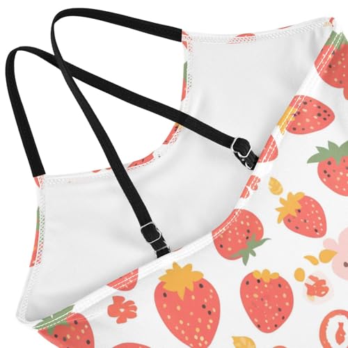 KLL Vector Strawberry Pattern Design Girls' 1-Piecing Swimsuit Summer Swimwear Adjustable Strap Quick Dry4