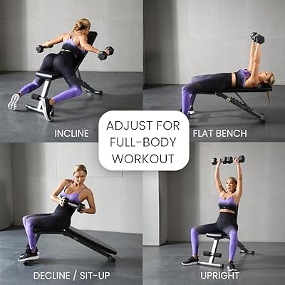 FF Finer Form 5-in-1 Weight Bench, Adjustable & Foldable for Bench Press, Strength Training  Body Workout, Perfect for Dumbbell Sets or an Adjustable Dumbbell Set in Your Home Gym