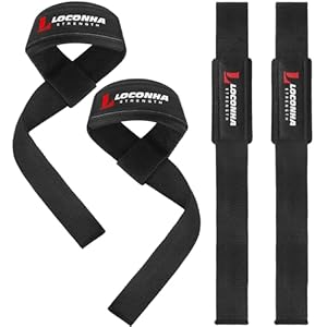 LOCONHA 2 Pair Lifting Straps for Weightlifting, Bodybuilding, Strength Training with Neoprene Cushioned Wrist Padded – 20 inch Cotton