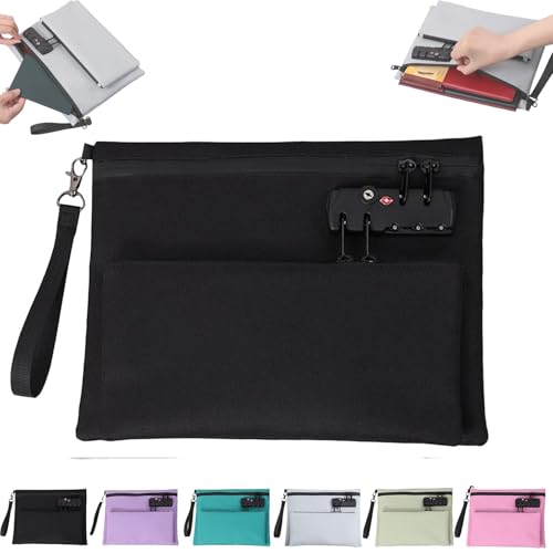 Travel Lock Bag, Locking Accessories Pouch, Money Bag with Lock and Zipper, Travel Lock Bags for Personal Items, For Cash, Id, and Important Documents (Black)