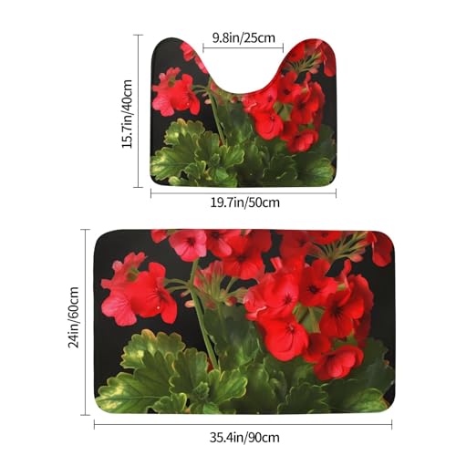 Tapis de bain antidérapants doux lot de 2 en microfibre géraniums