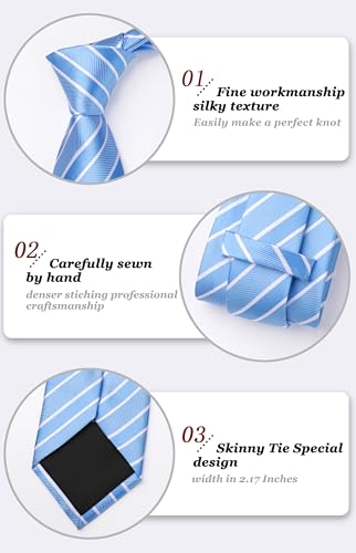 Image of HISDERN Ties for Men Stripe Plaid Tie Classic Necktie Pocket Square Cufflinks Set for Formal Wedding Business Party