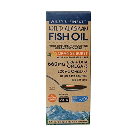 Wiley’s Finest Orange Burst 660mg EPA + DHA Omega-3 Natural Wild Alaskan Fish Oil Food Supplement 50 servings Cover