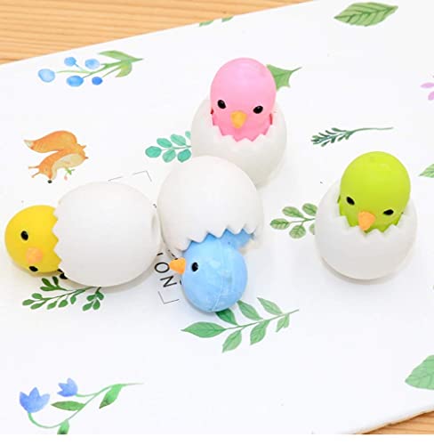 Image of AK Store (Pack of 4) 3D Cute Cartoon Shape Rubber Pencil Erasers, School Stationery for Kids, Boys Girls, Birthday Return Gifts (Chicken in Eggshell)