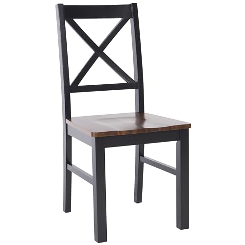 SAFAVIEH Home Collection Akash Farmhouse Black & Walnut Dining Chair Set of 2