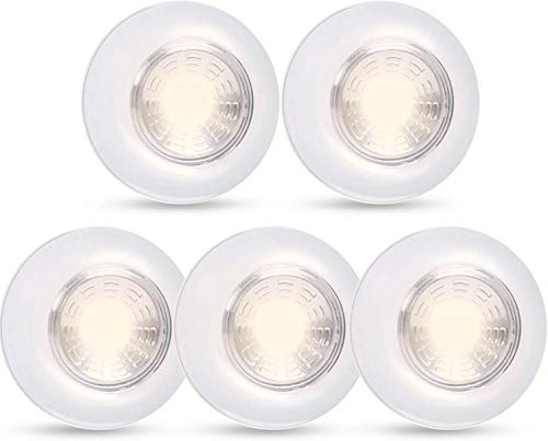 Dream Master 5 Pack LED Battery-Powered Wireless Night Light Stick Tap Touch Lamp Stick-on Push Light for Closets, Cabinets, Counters, or Utility Rooms,Cordless Touch Light(Warm White)