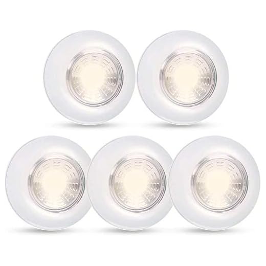Dream Master Tap Lights LED Push Lights Stick on Lights Portable Under Cabinet Lighting Battery Operated Wireless Kitchen Closet Counter Night Lights 5 Pack, White, Warm Light